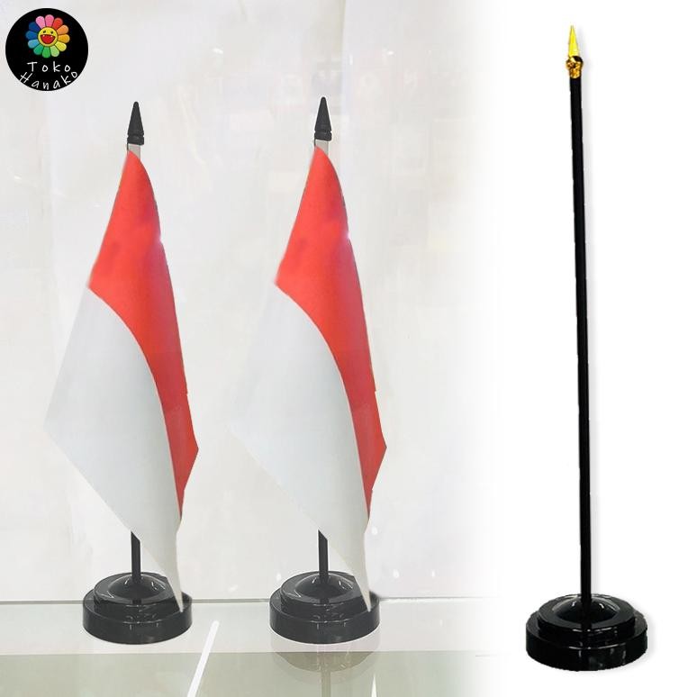 (Murah-Grosir) Bendera merah putih + tiang meja satu set /Bendera Meja Indonesia / Bendera Meja Mera