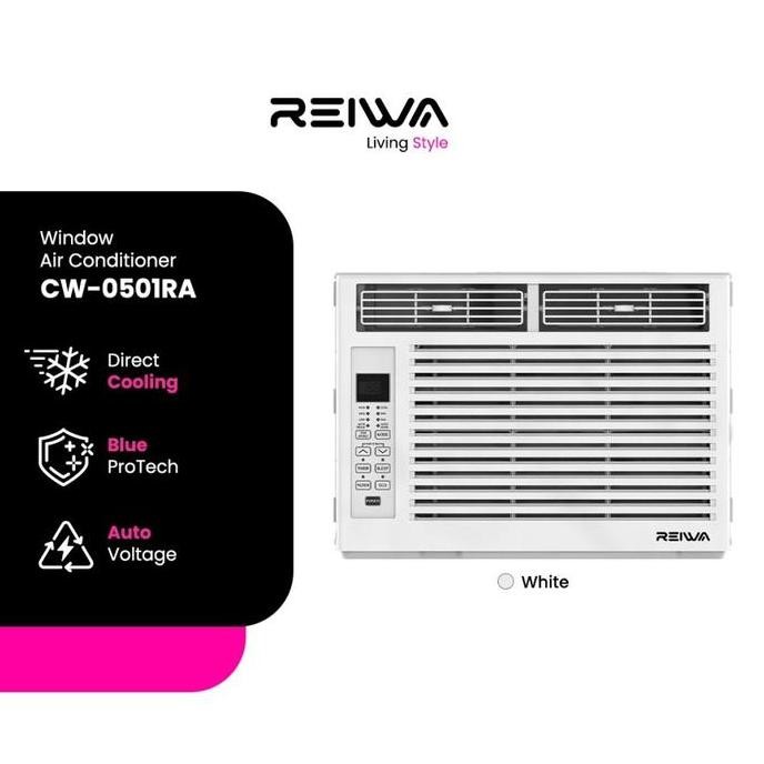 baru ac window reiwa cw-0501ra 1/2 pk 370watt low watt hemat listrik