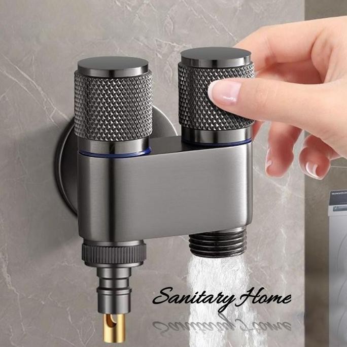 Tersedia Kran Mini Mesin Cuci Jet Shower Closet Stainless Stopper Air Double Cabang Mini Otomatis