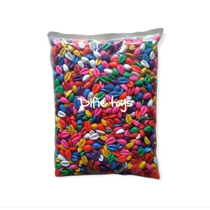 1 kilo kuwuk plastik warna biji congklak kerang plastik