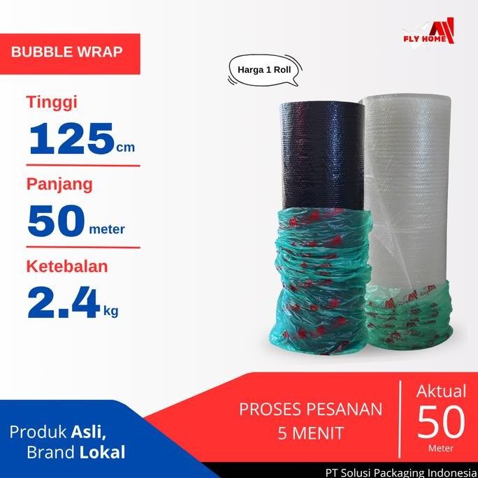 

FLYHOME BUBBLE WRAP PLASTIK HITAM PUTIH 1 ROLL 2,4KG - BUBBLEWRAP BESAR PACKING ASLI