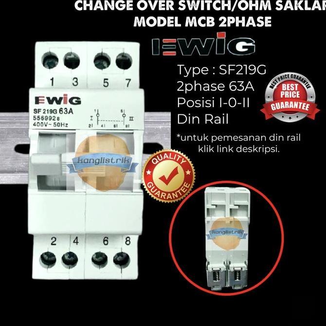 tersedia cos ohm saklar change over mcb 2 phase 63a din rail 2p saklar listrik