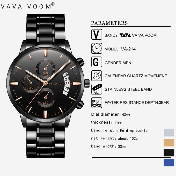 Jam Tangan Pria VAVA VOOM 100% Original Kronograf  214 hadiah watches [terbaik]