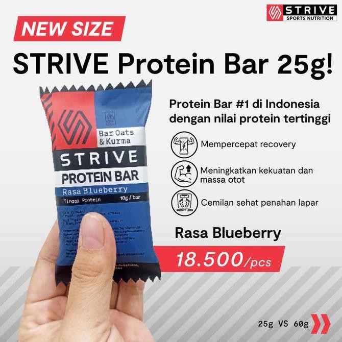 

strive protein bar mini size 25gr 1 box isi 5pcs cemilan sehat rendah kalori berkualitas