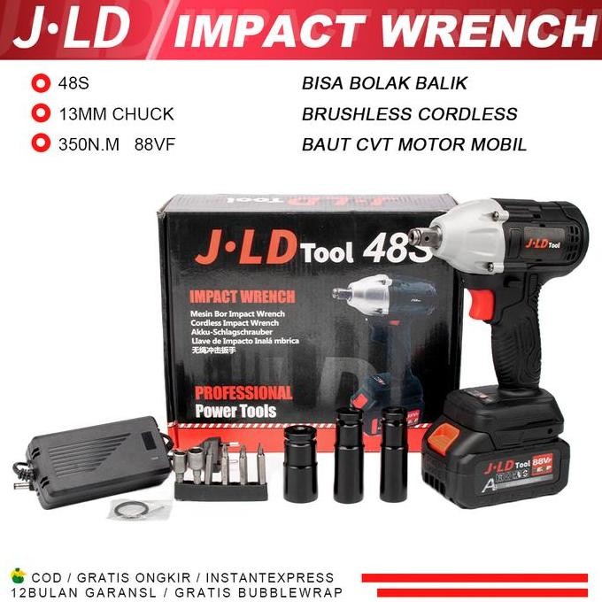 impact wrench cordless jld tool 88vf fullset brushless pembuka baut motor mobil terlaris