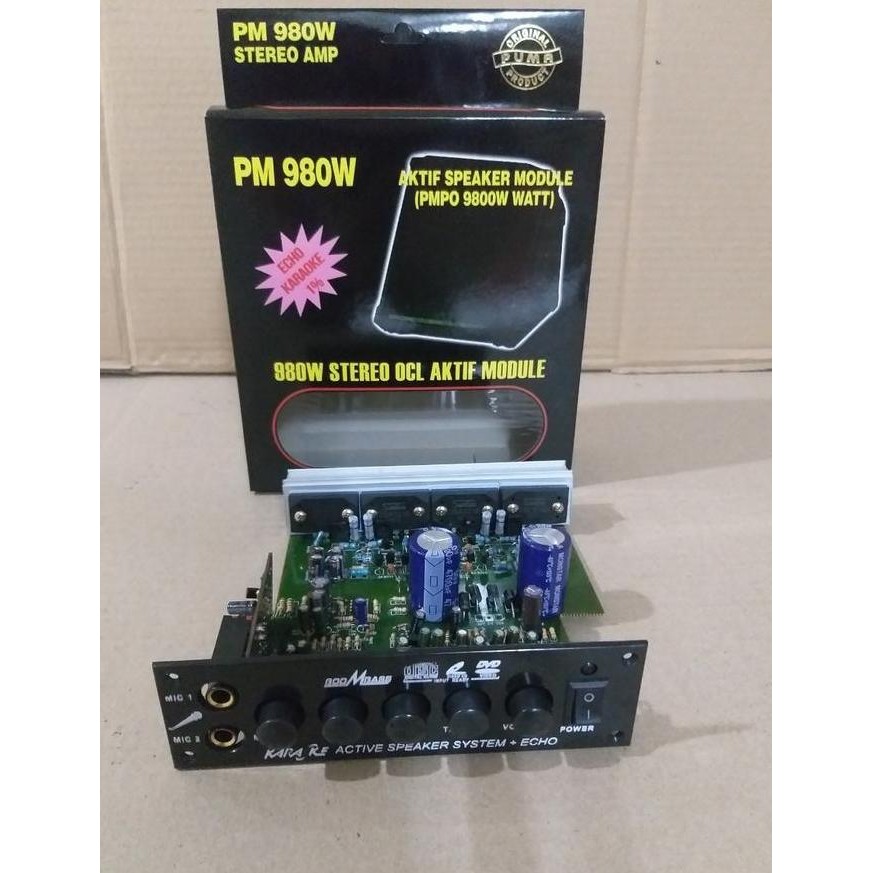 KIT Active Speaker PM 980 STEREO AMPLI 2 MIC ECHO  SANKEN MURAH
