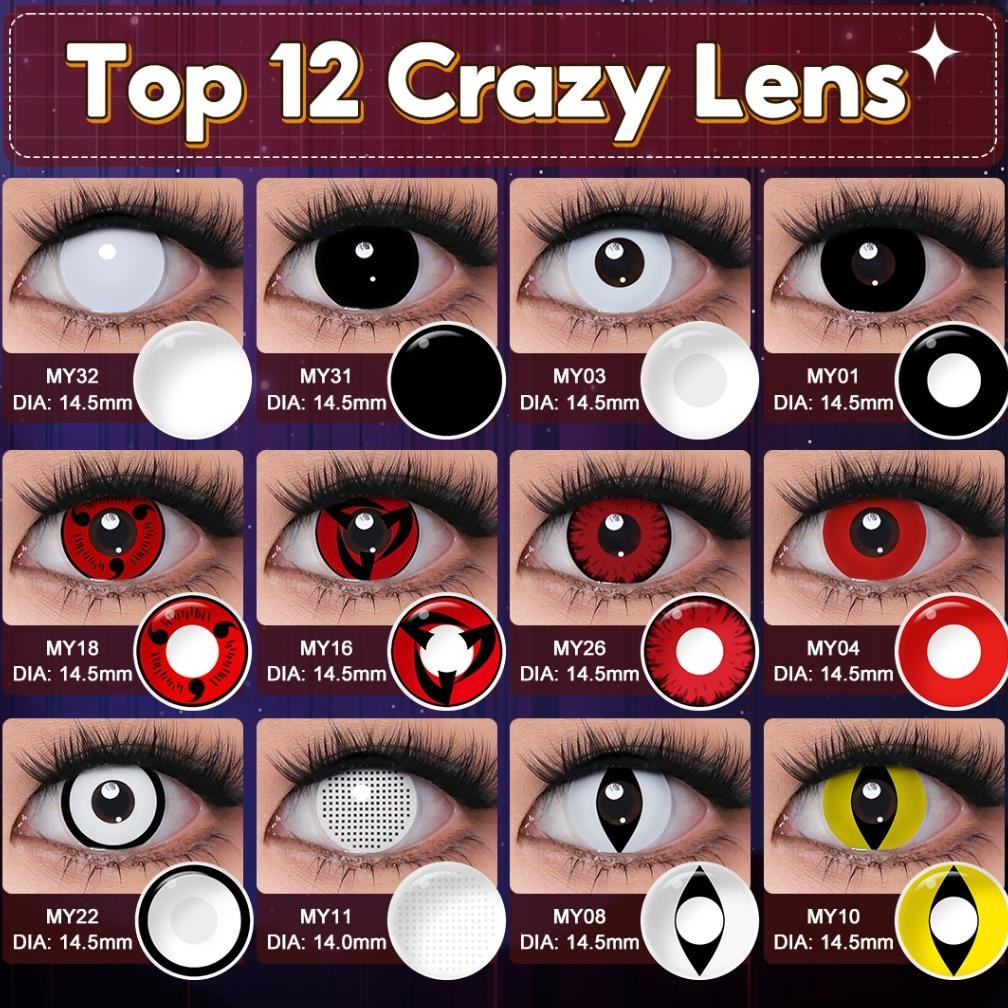 Magister Softlens cosplay manga anime Naruto halloween Lensa Kontak DIA 14.5MM Softlens Putih Hitam