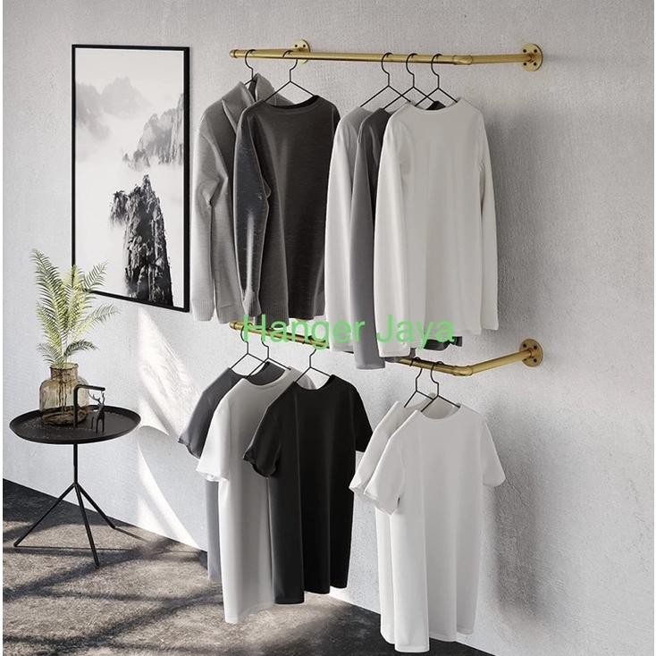 Gantungan Baju Tembok 150CM Skrup dan Fisher  Paku Beton