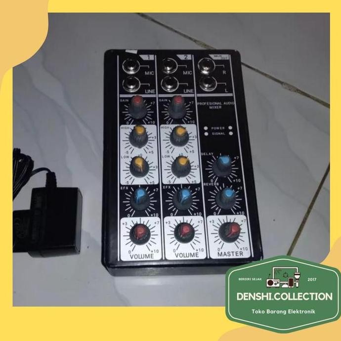 mini mixer audio 2 channel portable karaoke soundcard black berkualitas