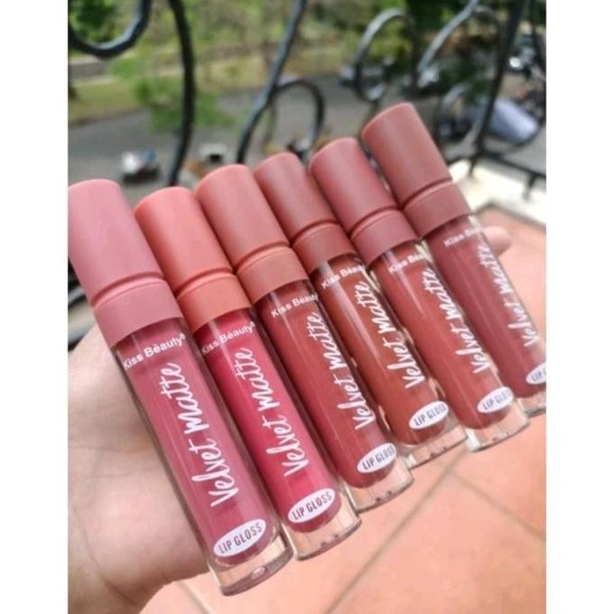 [6PCS] Lipcream Kiss Beauty Velvet Tutup Rata Liquid Lipstick Bibir Lasting Waterproof Matte Lipstik
