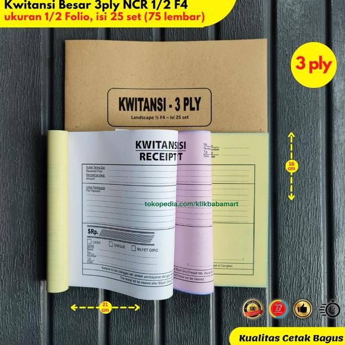 

Kwitansi Besar Rangkap 3 Ply Ncr 1/2 Folio
