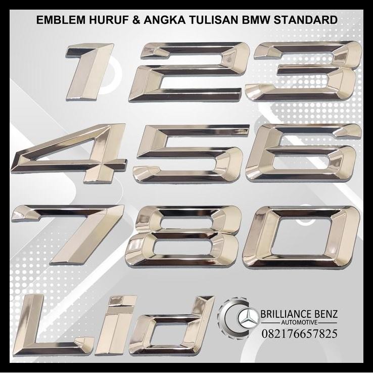 HOT DEAL EMBLEM TULISAN BAGASI BMW FONT STANDAR EMBLEM ANGKA HURUF BMW CHROME 