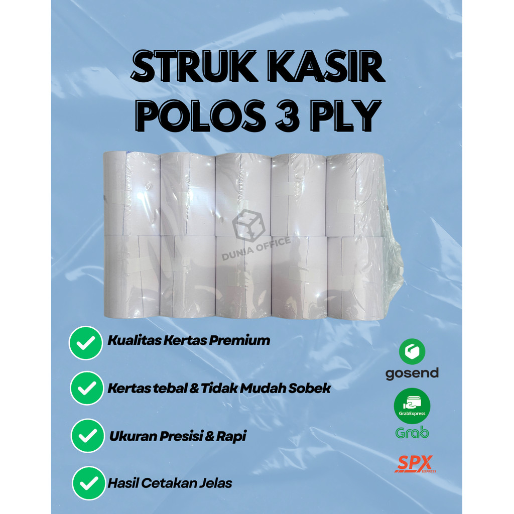 

Kertas Struk Kasir NCR 3 PLY 75 x 60 POLOS