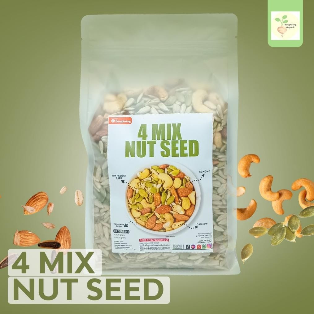 

MIX NUT SEED 500gr - Almond, Cashew, Pumpkin Seed, Sunflower Seed - Roasted Nugi