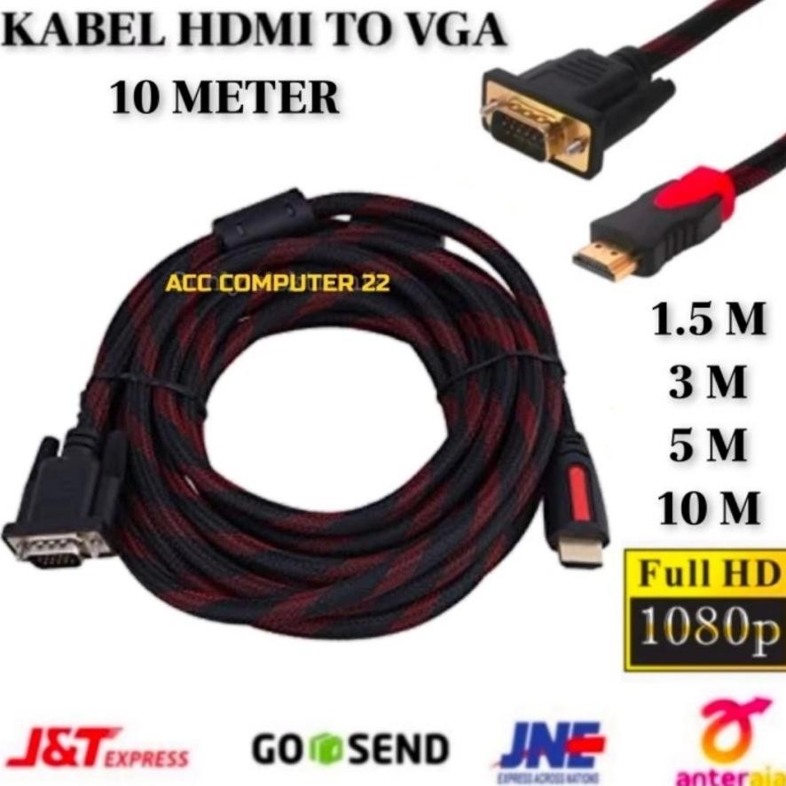 Kabel HDMI to VGA 10 Meter Kabel HDMI ke VGA Nugi