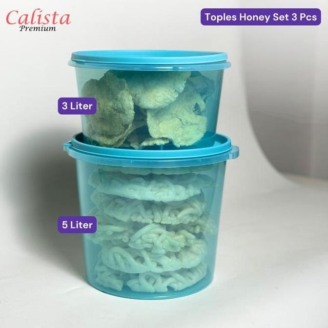 [CALISTA] Toples Kerupuk set 3 pcs - Toples Honey 5 liter