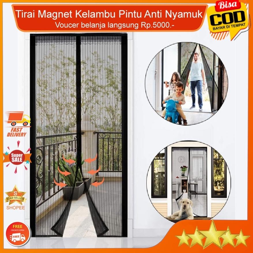 SPESIAL DISKON Tirai Magnet Anti Nyamuk polos ukuran 100 x 210 cm warna Hitam | tirai magnet anti ny