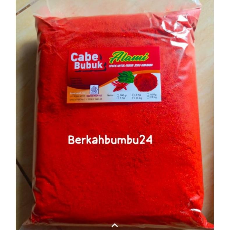 

Kemasan ( 1Kg ) Cabe Bubuk Halus Ori Xtra Pedas Nugi