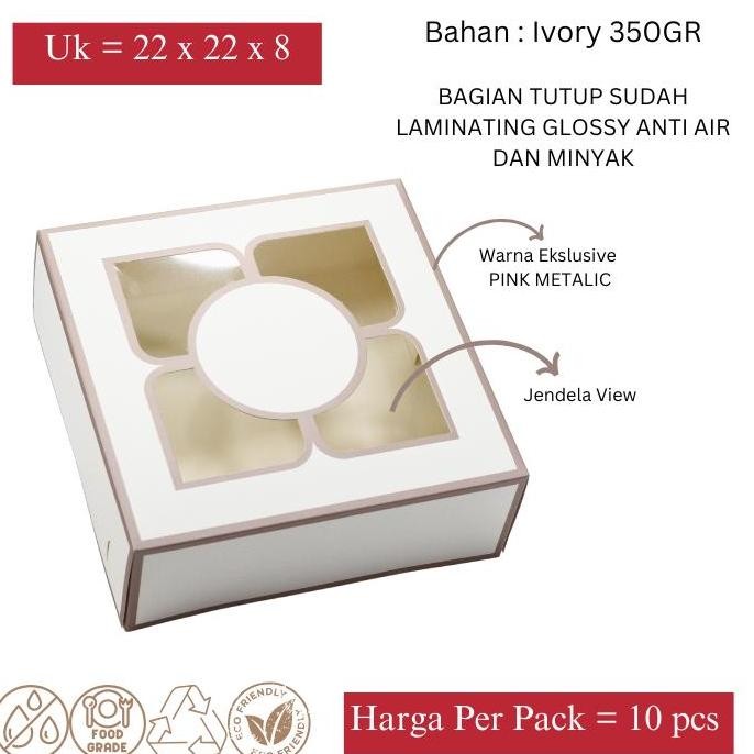 

New Dus Kue 22 x 22 x 8 utk dus Roti, box Donat, dus Kue full laminating