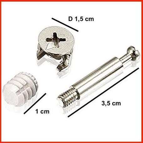 Minifix Baut Knock Down Skrup + Casing 3,5 cm / Ambalan Kayu / TERMURAH