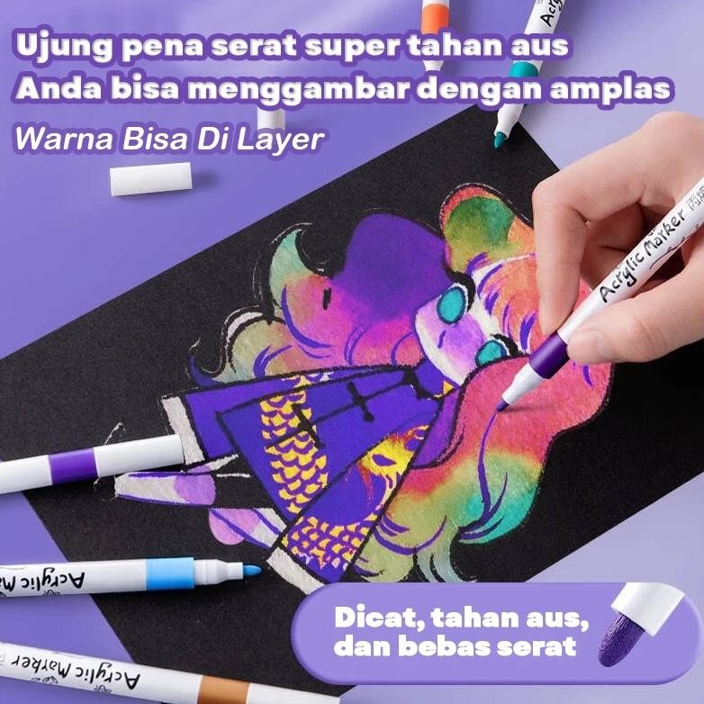 

Fgs-3 Hightune Spidol Akrilik Marker Set 12/24/36/48/60/80 Warnas Paint Marker Fgs-3