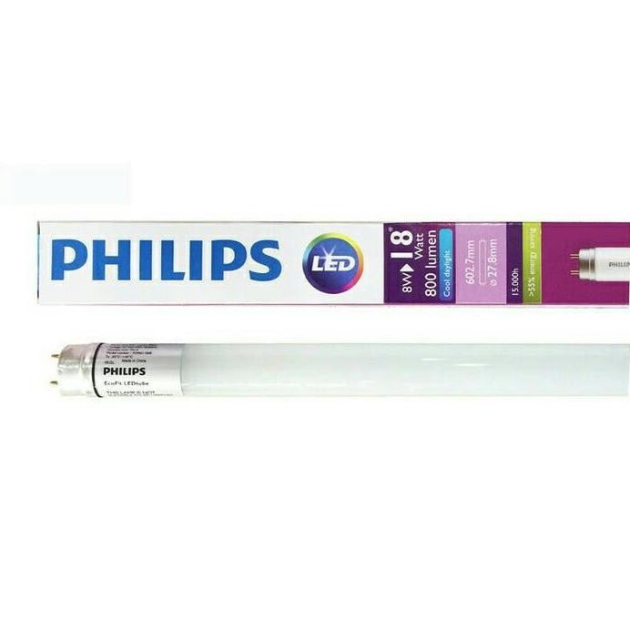LAMPU TL LED PHILIPS LED T8 LED TL ECOFIT PHILIPS 8W 8 WATT 60CM Nugi