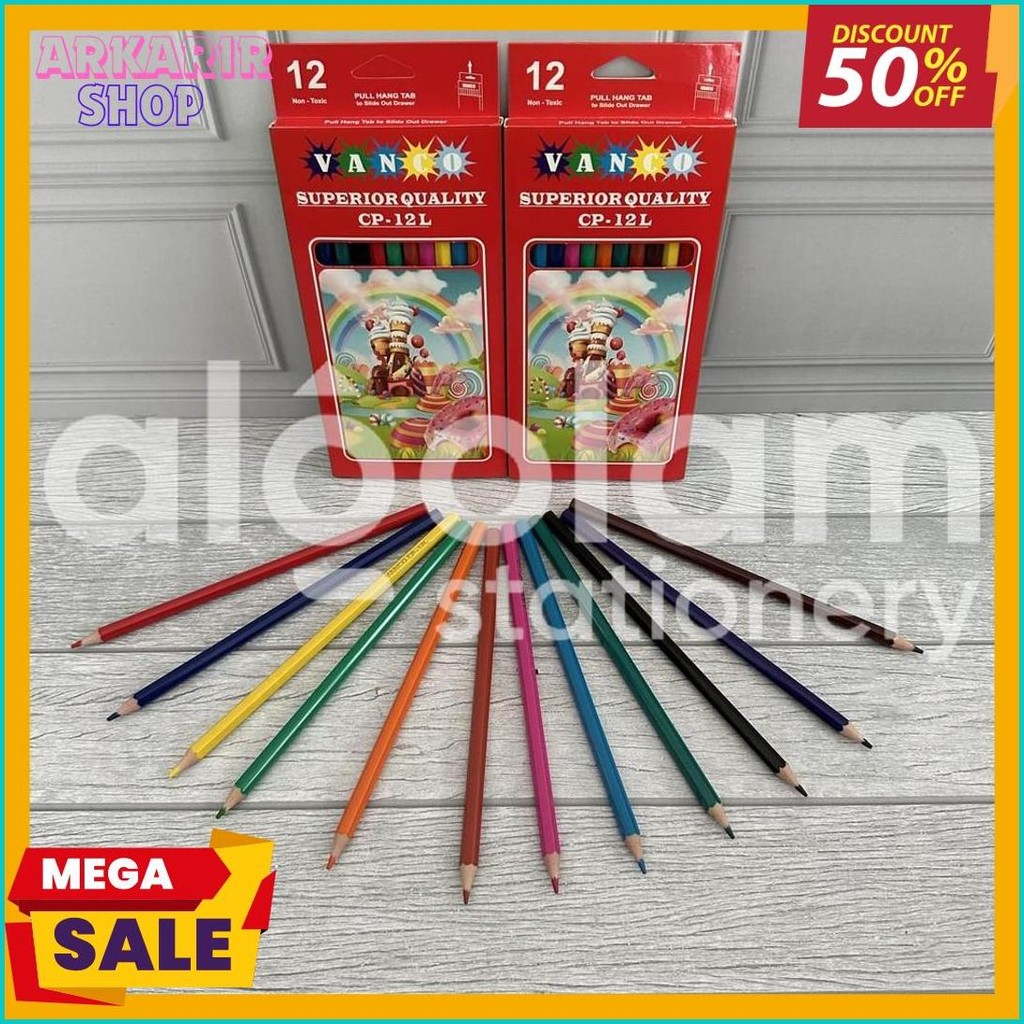 

Satu Set ( 12 Warna ) Colour Pencil Pensil Warna Vanco Cp - 399 12 Warna Panjang Diskon Setengah Harga