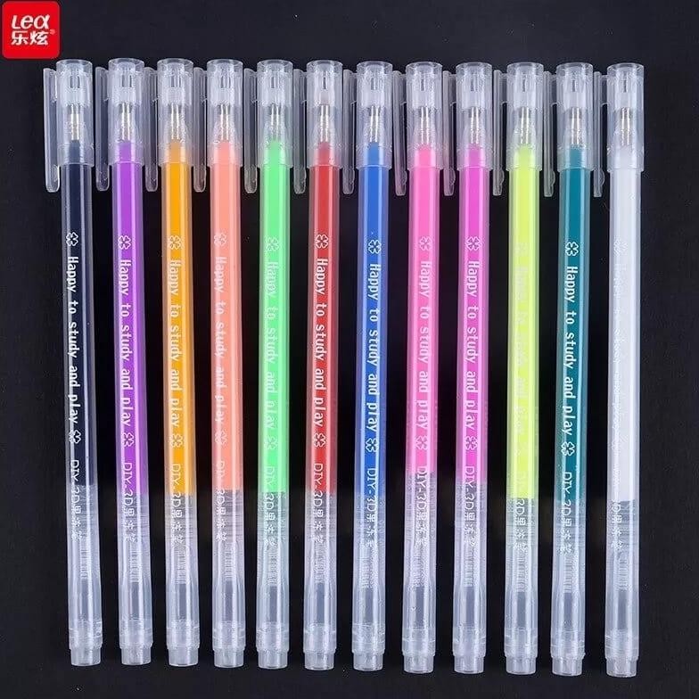 

[Kecil Viralkan85 Pen 3D Gel Pen Warna Warni Kutek Warna Pen Kaca Pen Dekor Cat Dekor Pen Lucu Cat Warna 12Pc Lk Gr-8