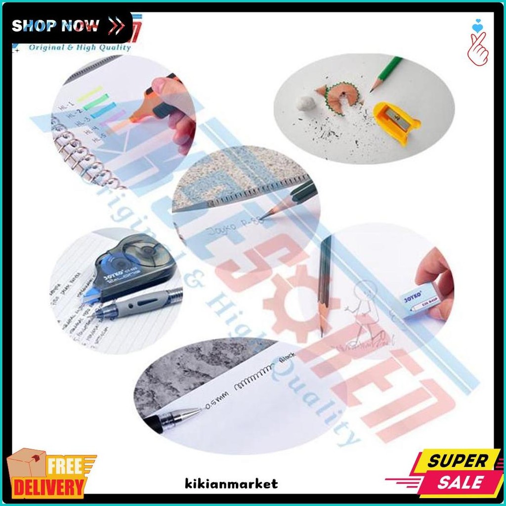 

Perlengkapan Paket Alat Tulis Ujian Sekolah Lengkap Joyko [Pulpen Gel + Pensil 2B + Rautan Pensil Karekter + Penghapus Putih + Tipe X Kertas + Highlighter ] / Alat Tulis Sekolah Lengkap / Alat Tulis 1 Set Lengkap / Alat Sekolah Lengkap 1 Paket Murah