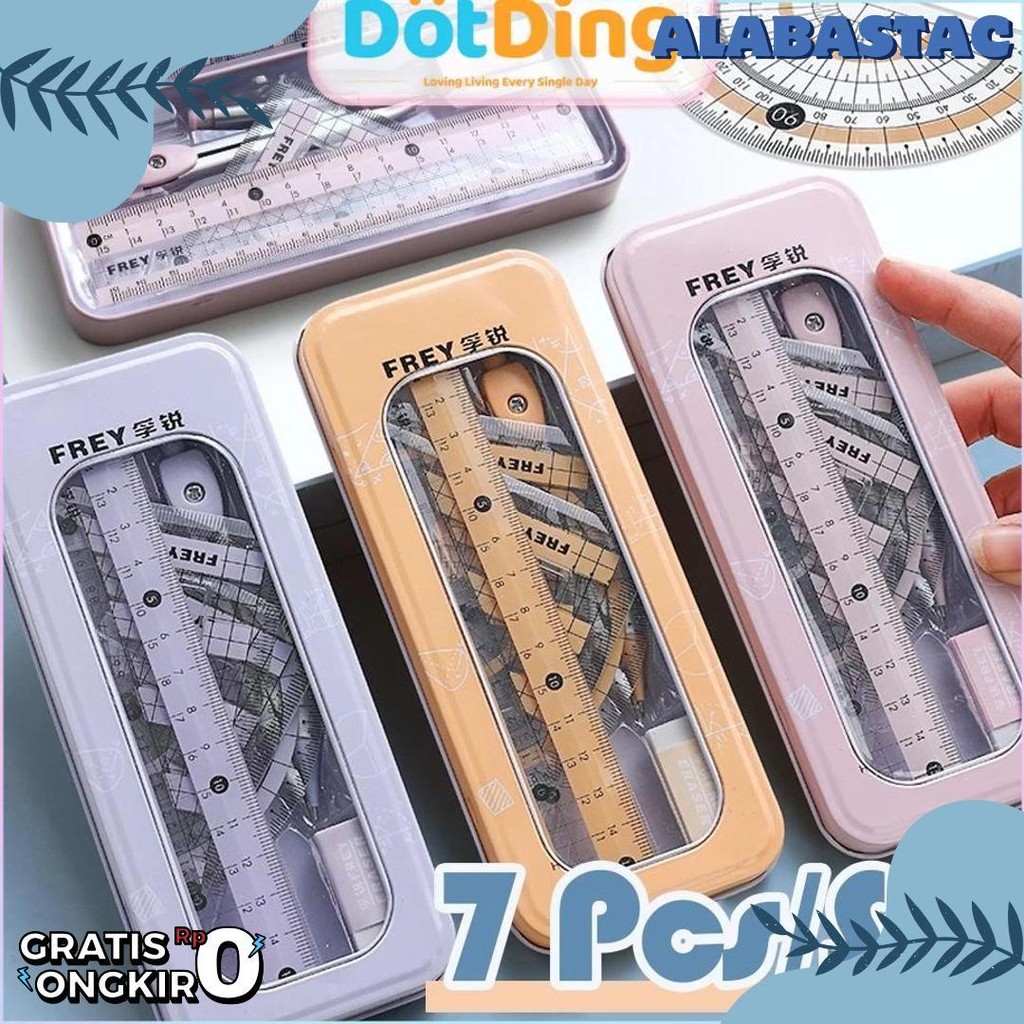 

[Dotding] 7Pcs Kompas Set Matematika + Kotak Pensil Logam Tahan Lama - Alat Tulis Sekolah & Kantor Bonus Penggaris & Penghapus/7 Pcs/Set Geometry Compasses Ruler Protractor Cute Drawing Math Study Tool School Stationery H261 Flash Sale! Diskon Hingga 70%