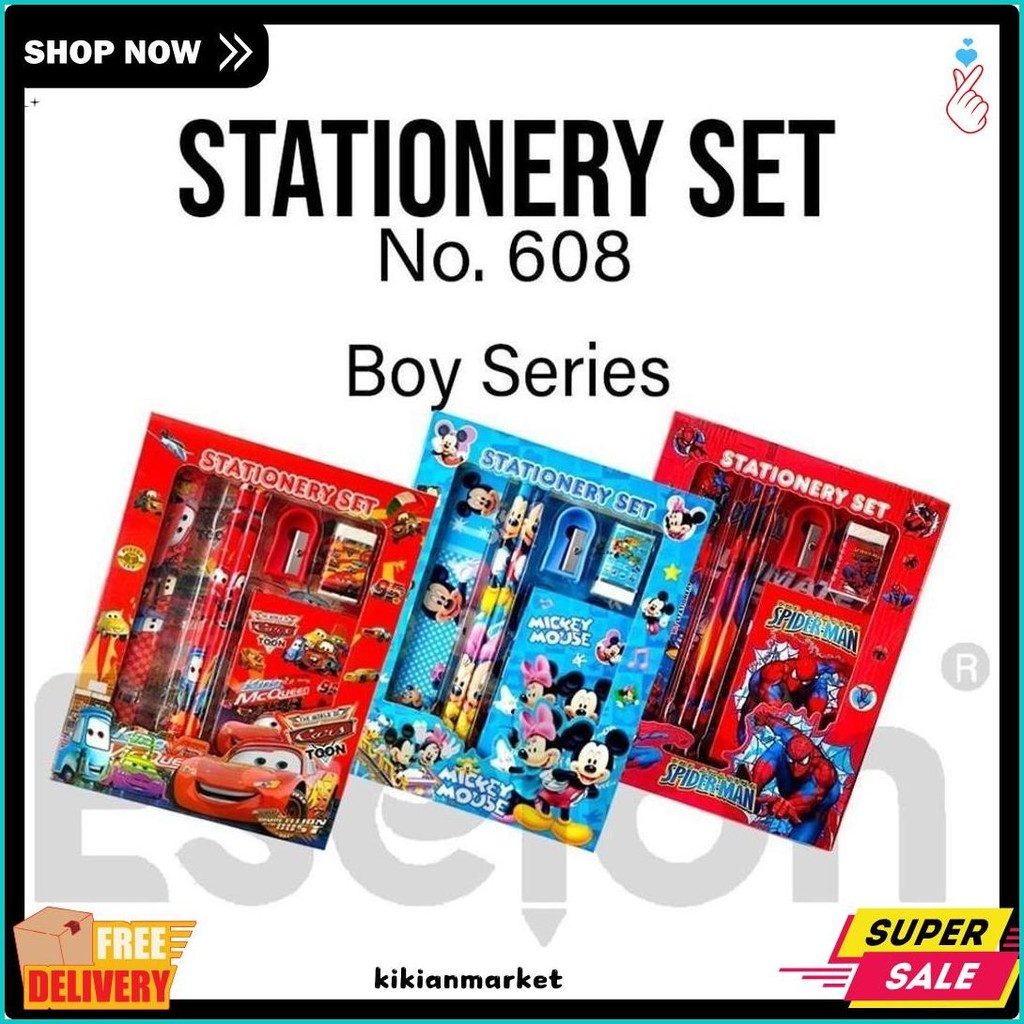 

[Es.Jkt] Paket Alat Tulis 6In1 Notes 608 / Alat Tulis Set Karakter / Stationery Set + Notes Diskon