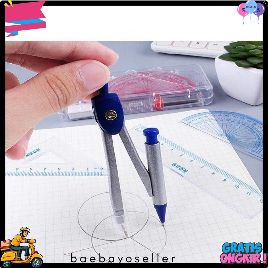 

Set Kompas/Set Matematika/Set Penggaris/Jangka Set/Compass Set/Jangka Sekolah Diskon Setengah Harga