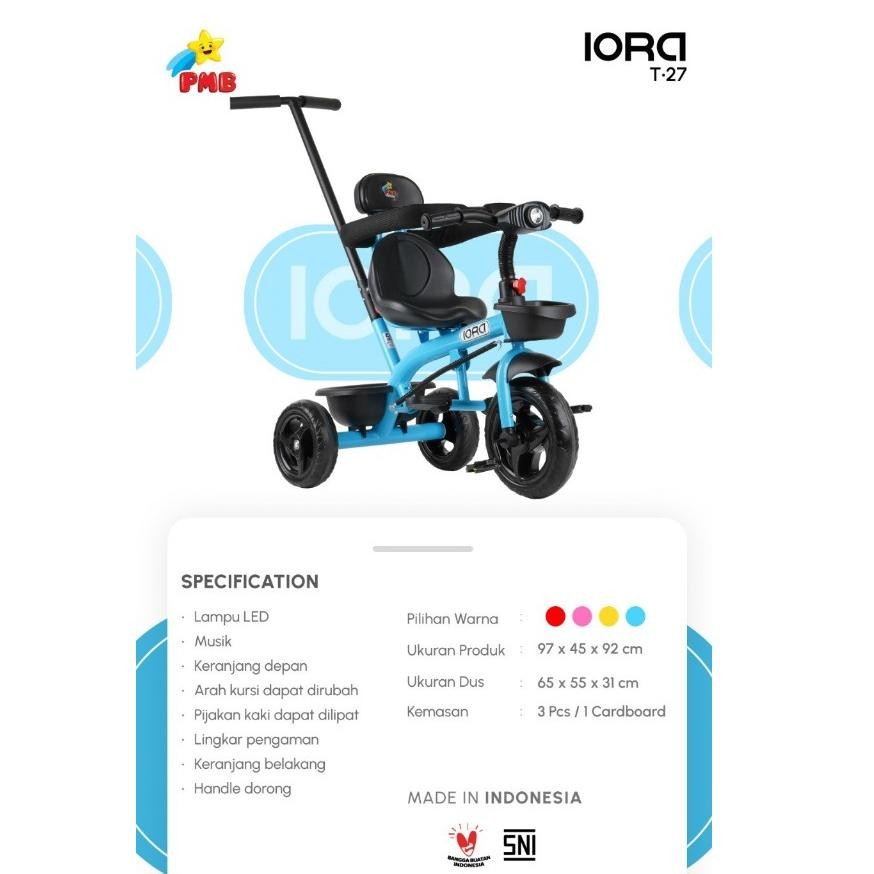 Terlaris Sepeda Anak Pmb Roda Tiga Iora Tc-03 // Sepeda Anak Pmb Toys Iora T-26 // Sepeda Anak Pmb T
