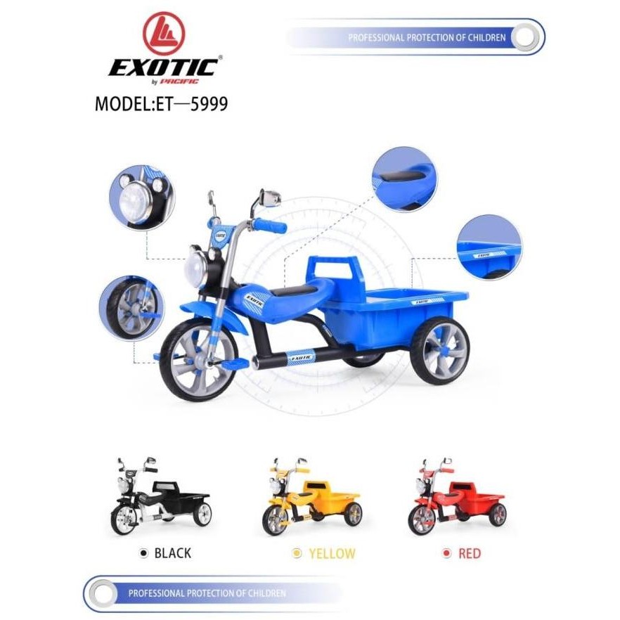 Sepeda Roda Tiga Exotic ET-5999 Tricycle Exotic ET5999 Gerobak Anak EJ