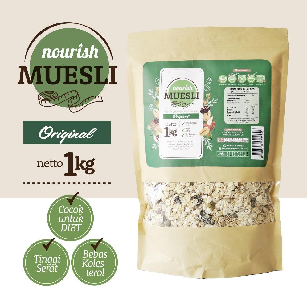 

Nourish Muesli Original (Bebas Kolesterol, Tinggi Serat) 1kg Nugi