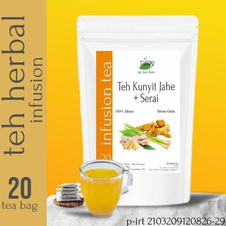

Teh Kunyit,Jahe Dan serai(Tumeric,Ginger with Lemongrass Tea) isi 20 Tea Bag Nugi