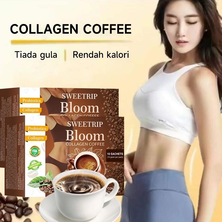 

SWEETRIP Bloom Collagen Coffee 100g Kopi Diet Enzim Pelangsing Tubuh Penghancur Lemak Instant Coffee Robusta Collagen Detoksifikasi Dan Turunkan Berat Badan Membakar Lemak Kurangi Nafsu Makan Nugi