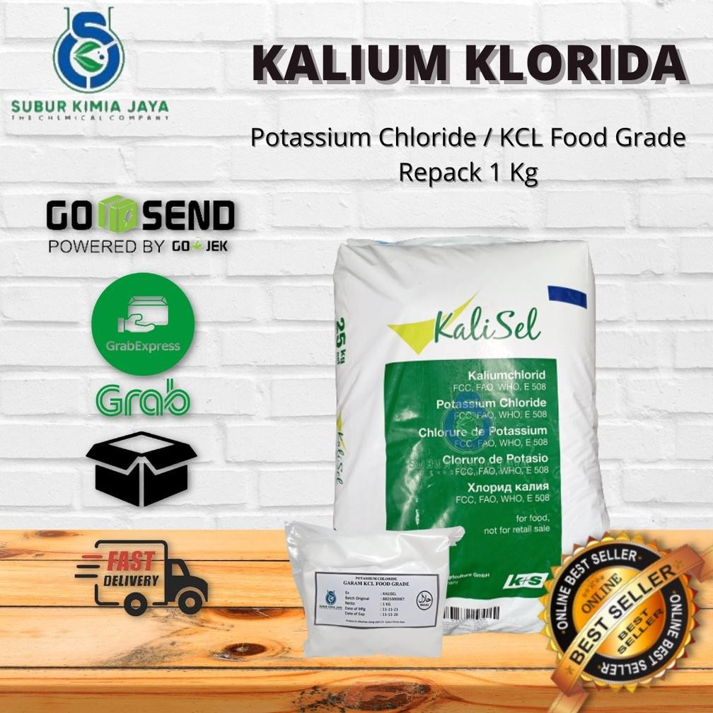 

Garam Kalium Klorida FOOD GRADE / Potassium Chloride / Garam KCL putih Halal 1kg Nugi