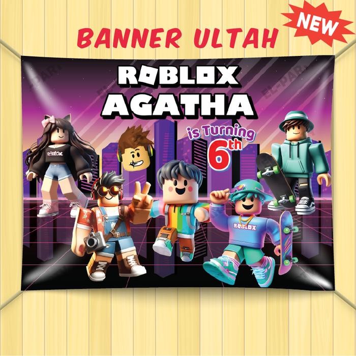 Banner Ulang Tahun Roblox Spanduk Custom Nama Dekorasi Pesta Ultah Anak Backdrop Birthday Jumbo