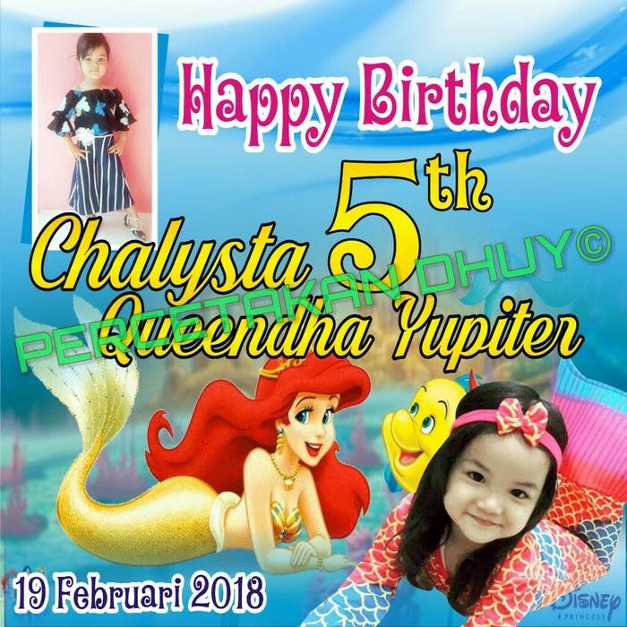 Banner / Backdrop Ulang Tahun Tema Mermaid