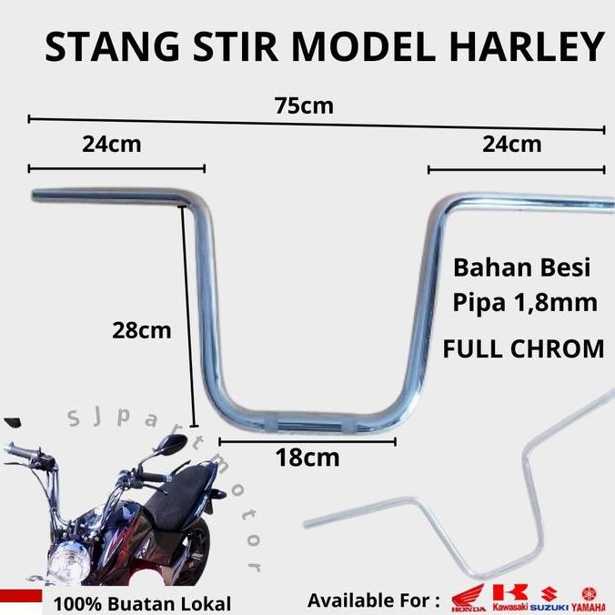 Asli Stang Stir Model Harley Universal - Setang Custom Motor Cruiser Chopper