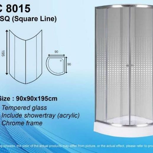 Shower Box Icepol Oval + Shower Tray Uk.90X90Cm Kaca Tempered Polos
