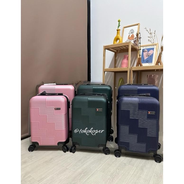 Terlaris Koper Swiss Polo 22 Inch Bahan Abs 100% Roda Double Kunci Kombinasi 3 Angka Roda Berputar 3