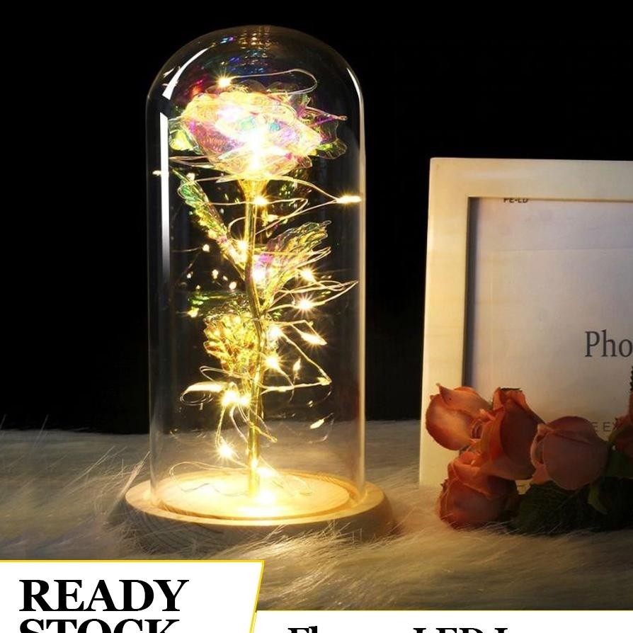 Bunga Mawar Lampu Led Kaca Plastik Dome Dekorasi Beauty Kado Natal Buat Keluarga Pacar Atau Sahabat 