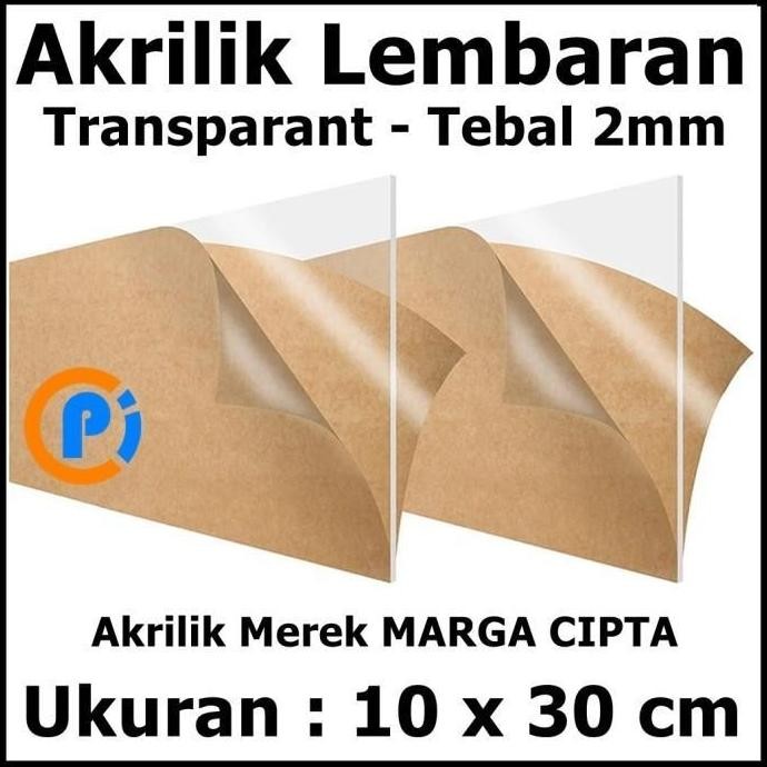 

Acrylic Akrilik Mika Lembaran Ukuran 10 X 30 Cm Tebal 2Mm Transparant