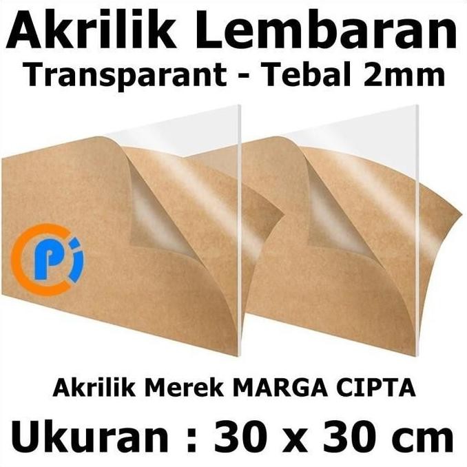 

Acrylic Akrilik Mika Lembaran Ukuran 30 X 30 Cm Tebal 2Mm Transparant