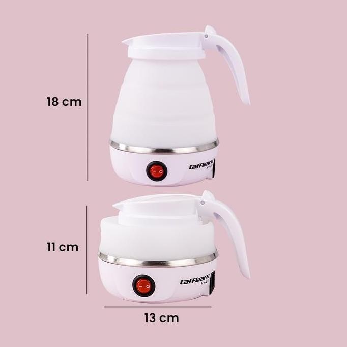 Stk Taffware Teko Listrik Lipat Mini 600Ml Electric Kettle Portable Pemanas Air Travel Bahan Silikon