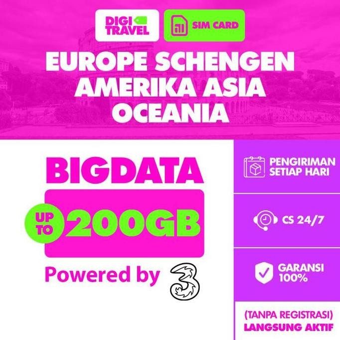 Digi Travel Sim Card Usa America 3Uk Quota | Simcard Amerika Us Usa Kuota | Simcard Eropa Australia 