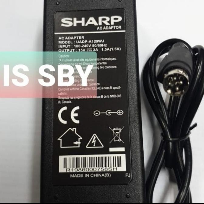 TERMURAH - ac adaptor sharp 15v 3a power kabel tv lcd sharp 4 pin 22-24inch