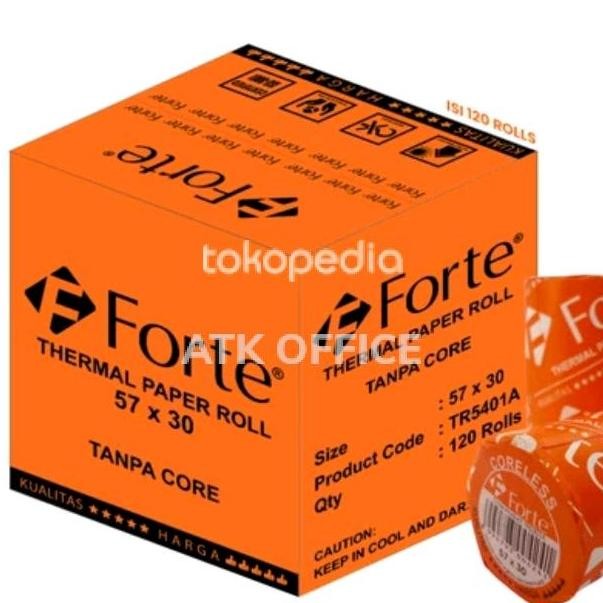 

TERBARU - Kertas Thermal 57 x 30 Tanpa Core Forte (1 Dus 120roll)